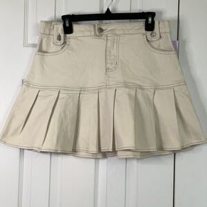 Wild Fable Women's High-Rise Pleated Denim Mini Skirt Off-White Size 10